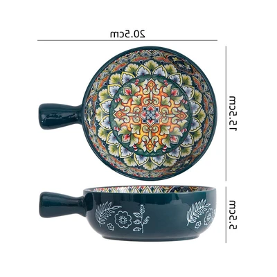 Bohemian handle bowl - green
