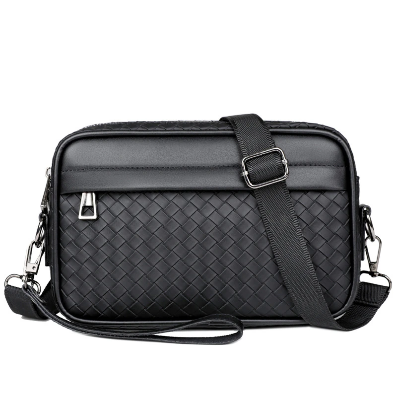 Cross-Border Lightweight Men's Bag, Men's Crossbody Bag, Plaid Shoulder Bag, Korean Style Simple Portable Business Travel Bag, Clutch Bag