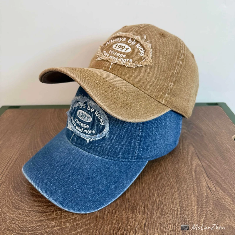 Korean Dongdaemun Tassel Fringe Patch 1977 Letter Embroidery Baseball Cap Spring and Summer Sun Protection Couple Versatile Sun Protection