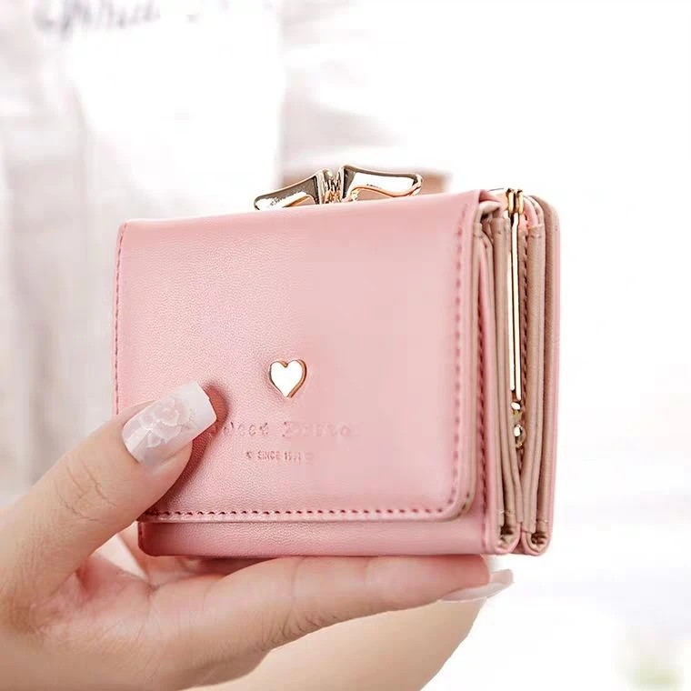 New Wallet Women's Short Coin Purse Korean Style Female Student's Mini Cute Folding Small Wallet Trendy Multi-Card Card Bag
