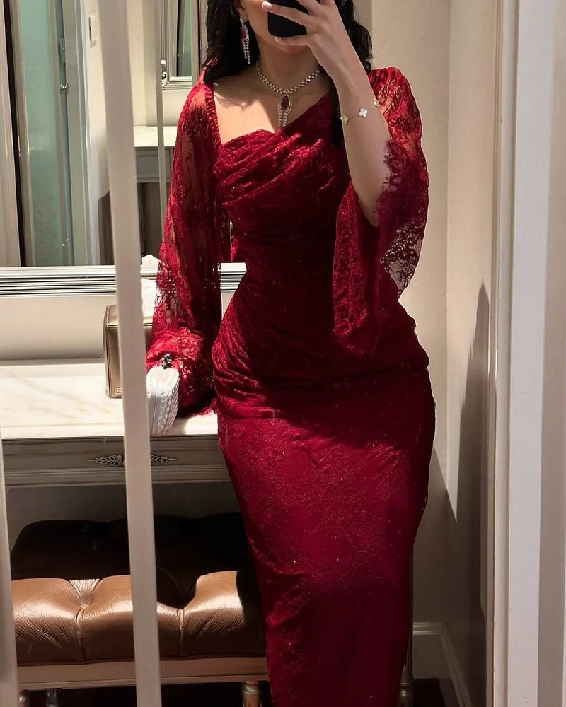 2025 Spring Cross-Border European and American Women's Fashion Independent Site Amazon Elegant Lace Rhinestone Bodycon Evening Dress