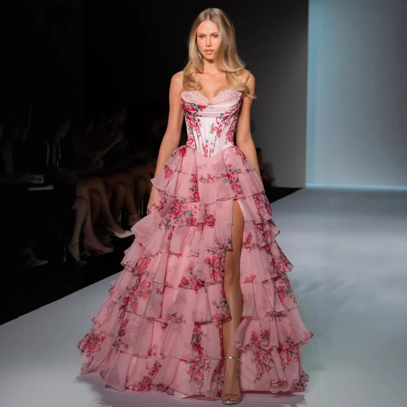 2025 Spring/Summer New Cross-Border Women's Fashion Independent Site Amazon European and American Printed Sexy Strapless Dress