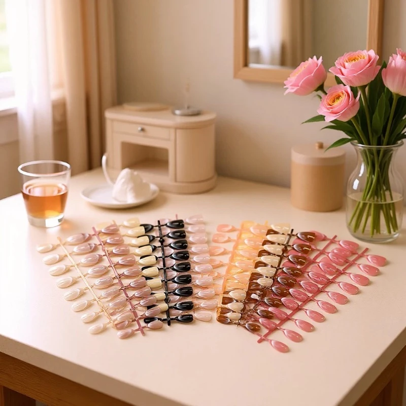French-Style Press-On Fake Nails (With Free Sticker)