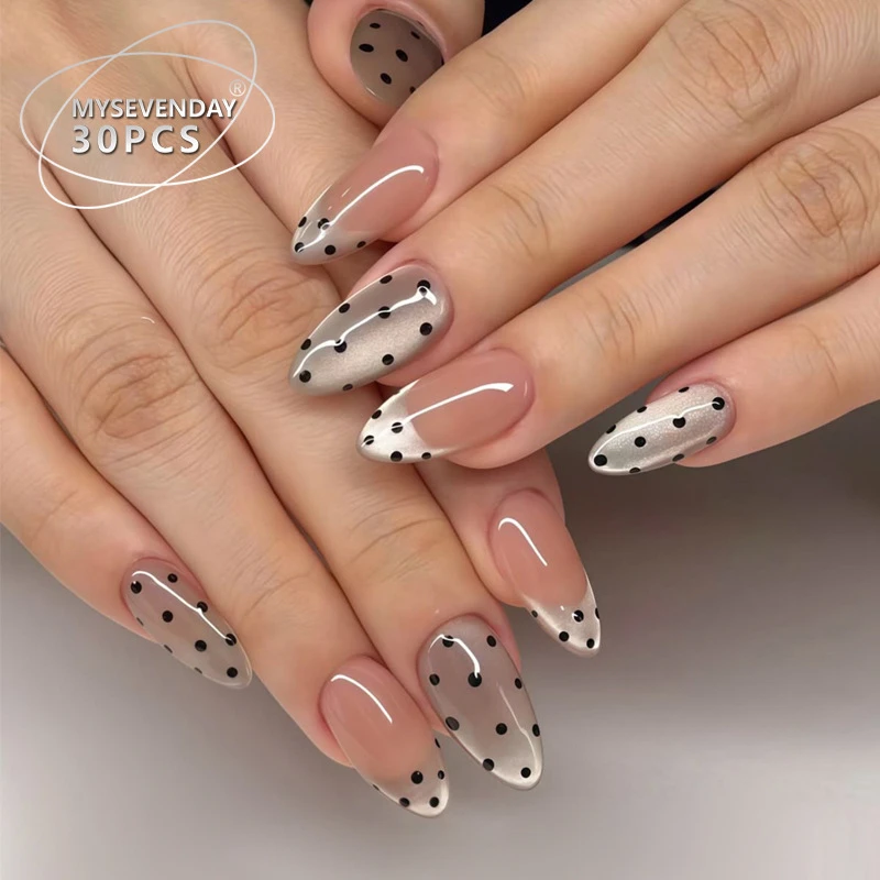 Solid Polka Dots Press on Fake Nails (with free sticker)