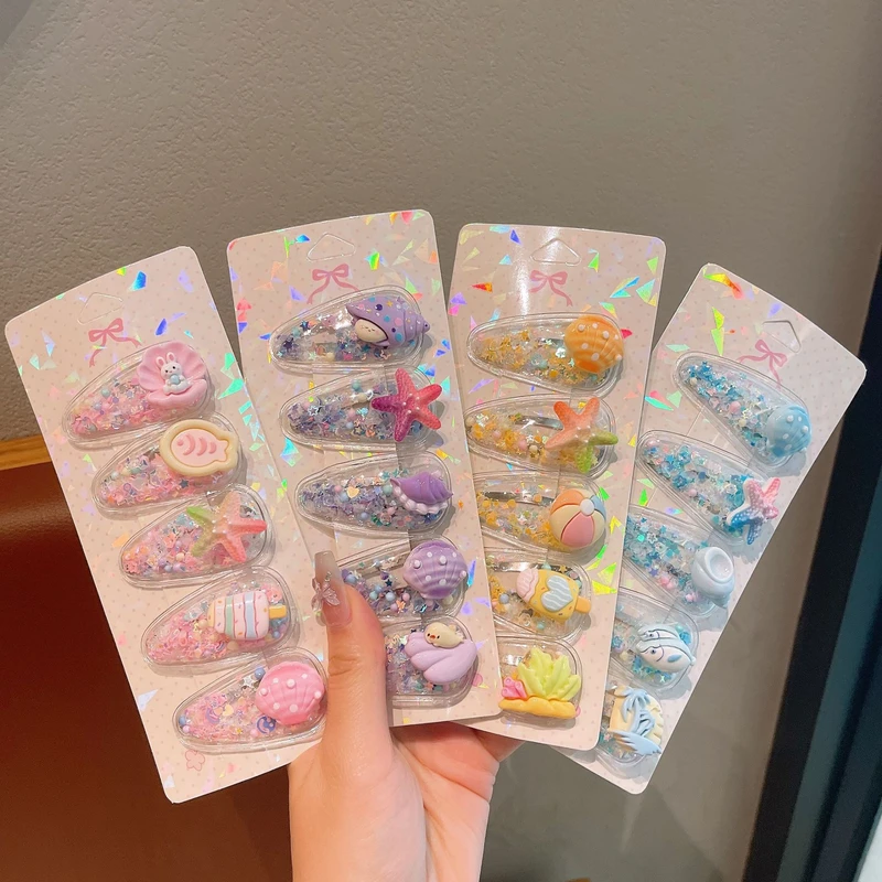 Children's Hair Clips with Starfish and Shell Designs