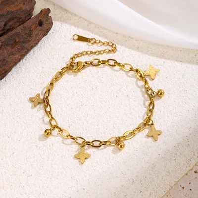 70184 frosted four-leaf clover bracelet - gold