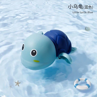 Blue turtle playing in water