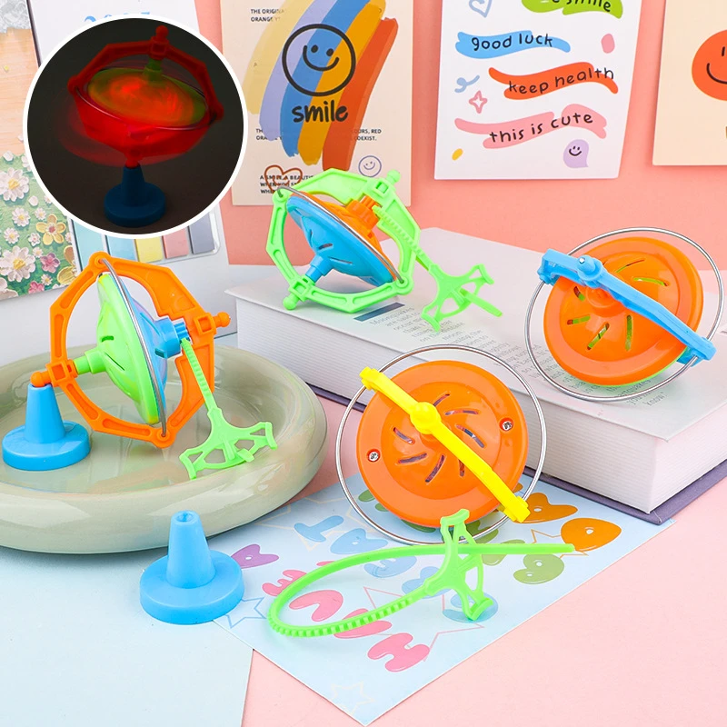 Children's Cartoon Glowing Gyro Pull Ruler Flash Toy Gyroscope Gyro Educational Cartoon Creative Toy Street Stall Wholesale