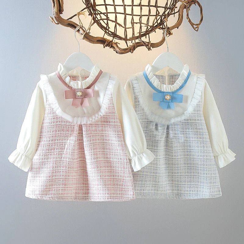 Girls Plaid Two-Piece Style Party Dress