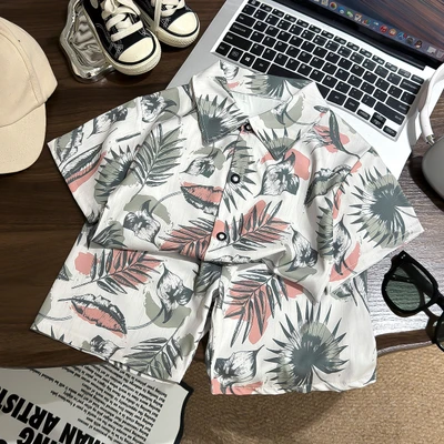 2403 shirt suit brown leaves