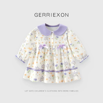Long-sleeved cotton (purple flower)