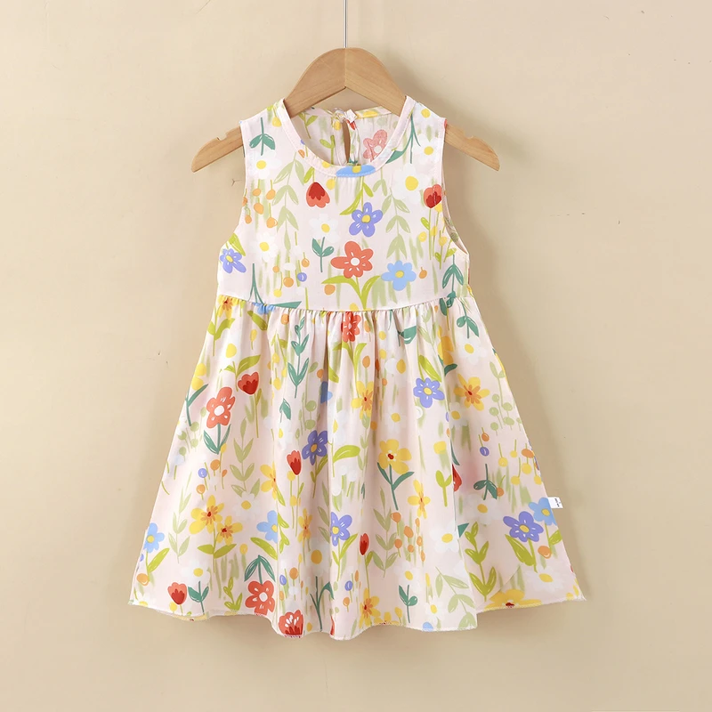 Girls’ Viscose Sleeveless Printed Summer Dress