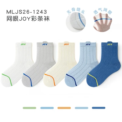 Mljs26-1243 mesh joy color striped socks
