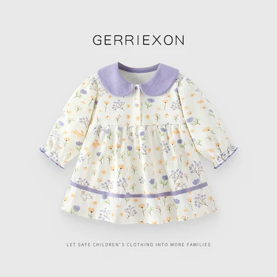 Long-sleeved cotton (purple floral)