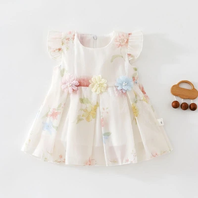 White - water hibiscus dress