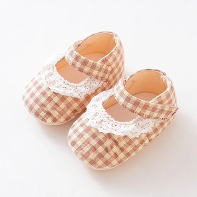 Pink plaid lace shoes