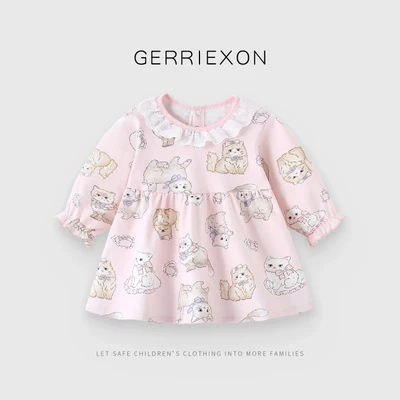 Long-sleeve 100% cotton top (pink meow meow)
