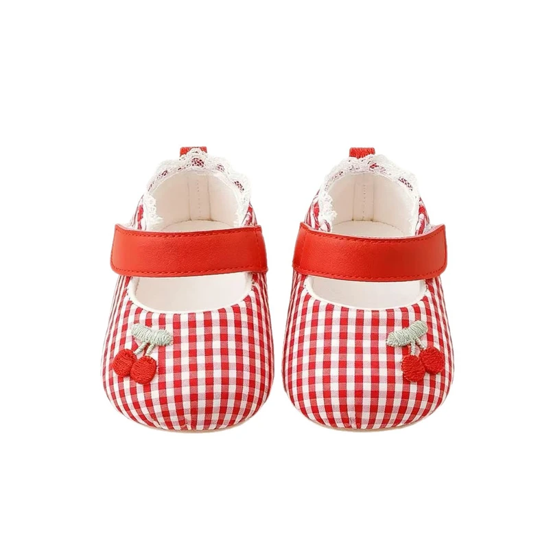 Baby Girls’ Cotton Shoes with Lace Trim & Soft Soles