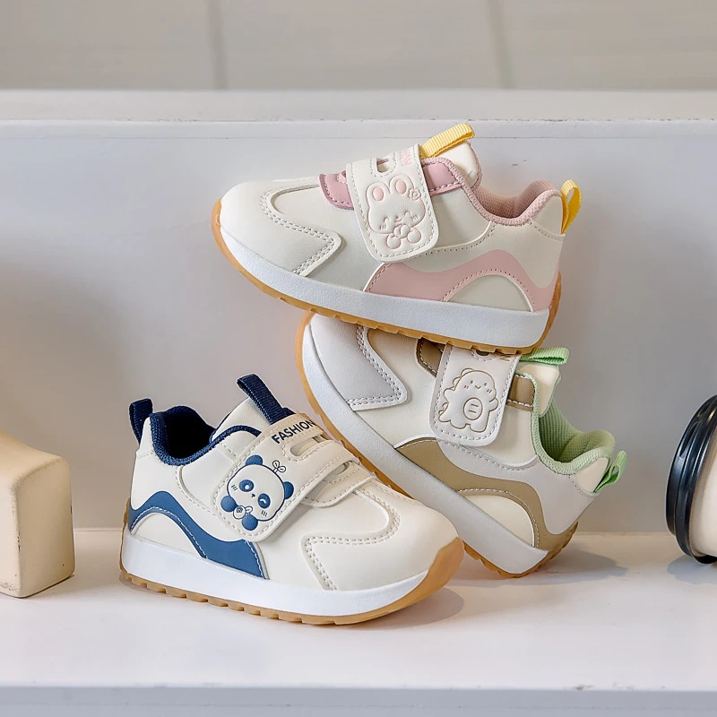 Toddler Faux Leather Sports Sneakers with Velcro Strap