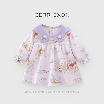 Long-sleeved pure cotton (purple cute bear)