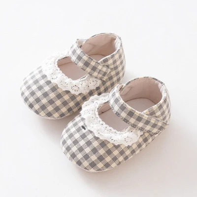 Blue plaid lace shoes