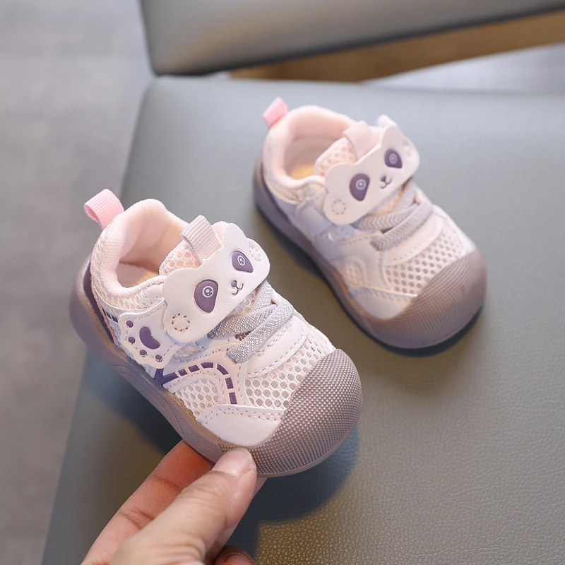 Toddler Panda Sneakers with Velcro Strap & Soft Soles