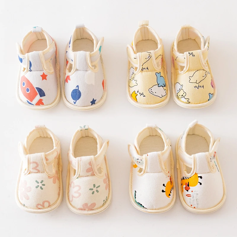 Baby Cotton Shoes with Cartoon Prints & Soft Soles