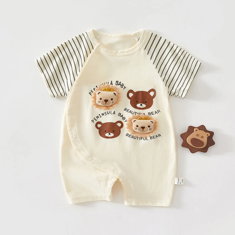 Baby Cotton Jumpsuit – Lightweight Short Sleeve Romper for Newborn Boys & Girls