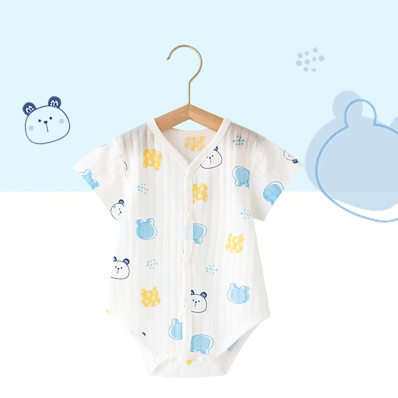 Baby Cotton Romper – Short Sleeve Summer Onesie for Newborn Boys & Girls