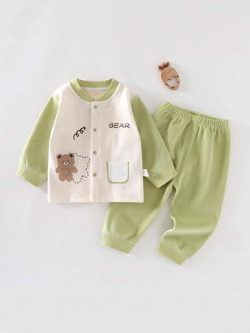Baby Fleece-Lined Cardigan Set – Warm 2-Piece Autumn & Winter Outfit for Boys & Girls