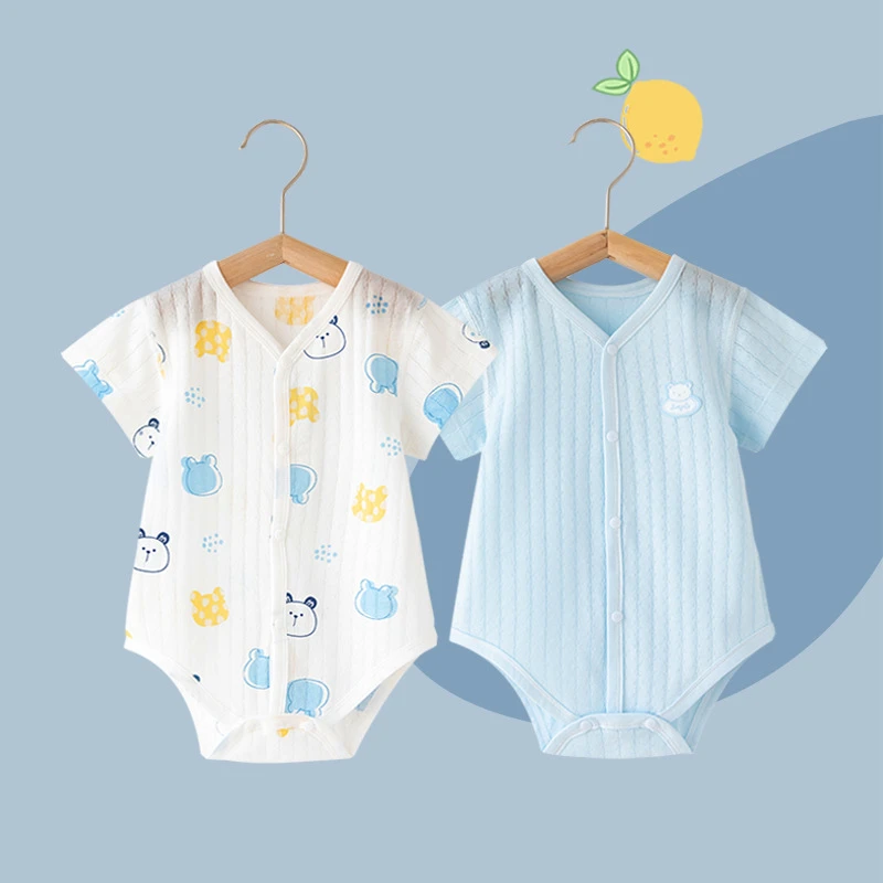 Baby Cotton Romper – Short Sleeve Summer Onesie for Newborn Boys & Girls