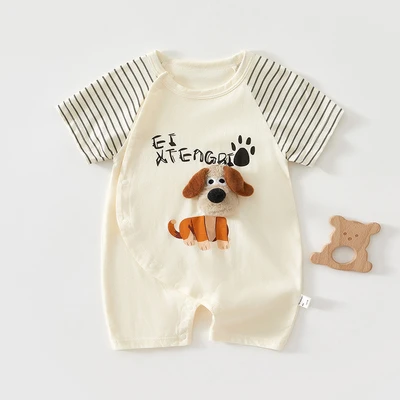 Short sleeve pure cotton three-dimensional dog