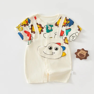 Short-sleeved cotton big-headed animal paradise