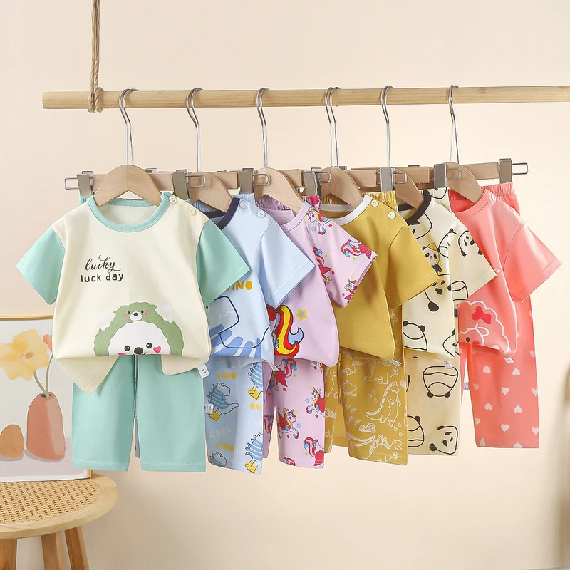 Kids’ Cotton Pajama Set – Short Sleeve Summer T-Shirt & Shorts Set for Boys