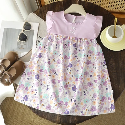 Purple-light purple floral skirt