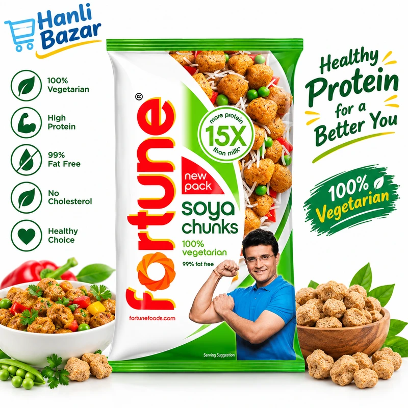 Fortune Soya Chunks | 100% Vegetarian Soya Chunks | High Protein Soya