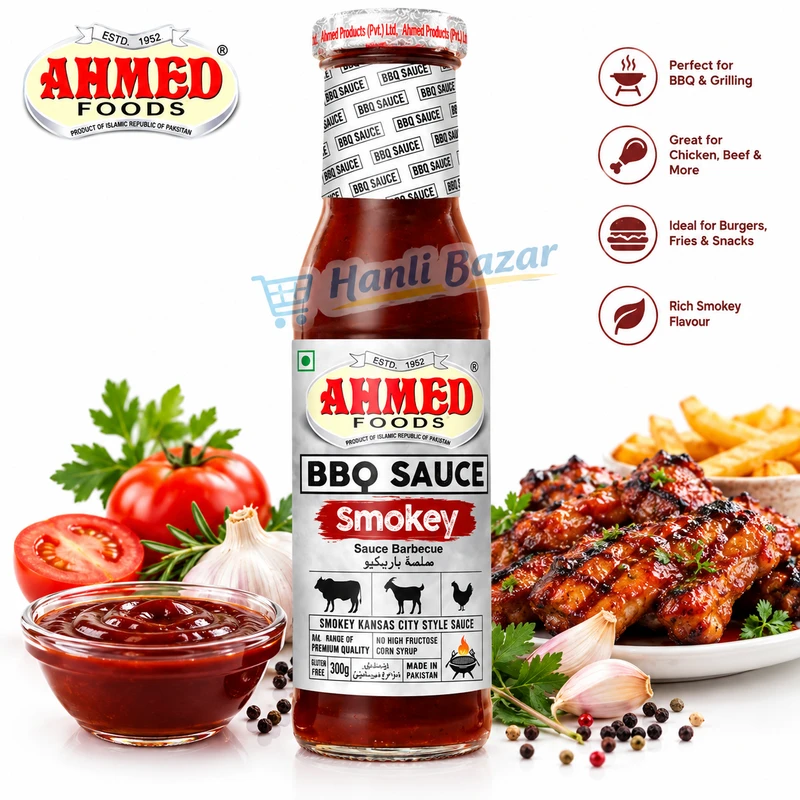 Ahmed Foods BBQ Sauce Smokey 300g | Smoky BBQ Sauce | BBQ Sauce Pakistan | Imported BBQ Sauce | Hanli Bazar