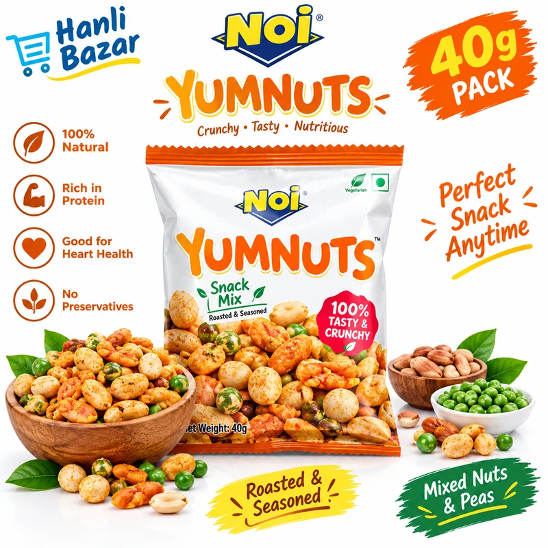 NOI Yumnut 40g | Crunchy & Tasty Snack Mix | Roasted & Seasoned Nuts & Peas | Ready-to-Eat Snack