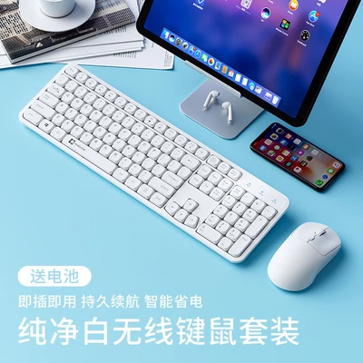 Wireless keyboard and mouse combo - white - includes batteries [quiet clicks/great feel]