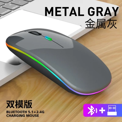 Advanced gray/2.4g+bluetooth wireless version [silent buttons+rechargeable+illuminated]