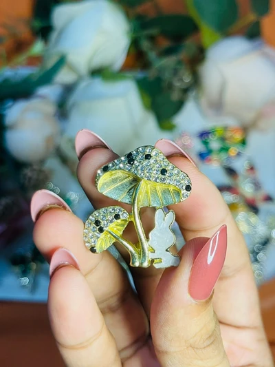 Mushroom Crystal Brooch