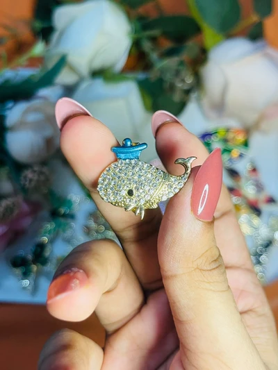 Crystal Whale Brooch