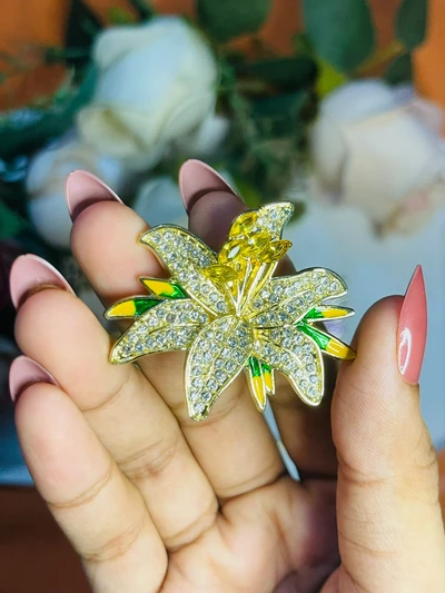 Yellow Lily Flower Brooch