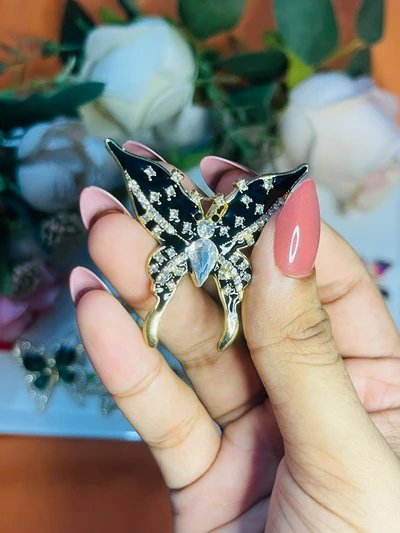 Black Butterfly Crystal Brooch