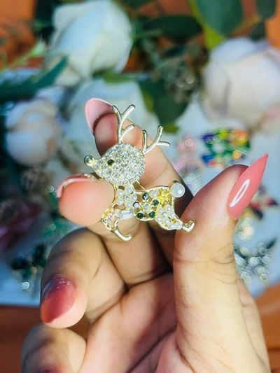 Crystal Reindeer Brooch