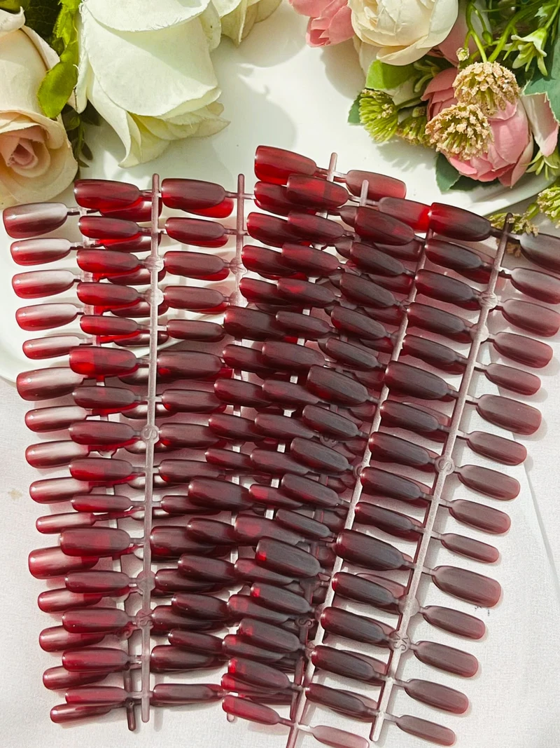 Glossy Deep Burgundy Wine Nails