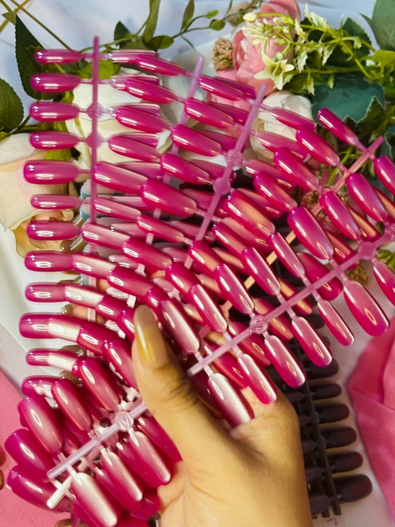 Glossy Fuchsia Pink Nails