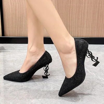 Black heels with diamonds