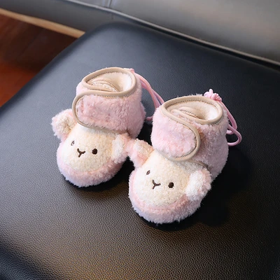 Pink monkey "autumn and winter fleece-lined thick hook and loop HN]