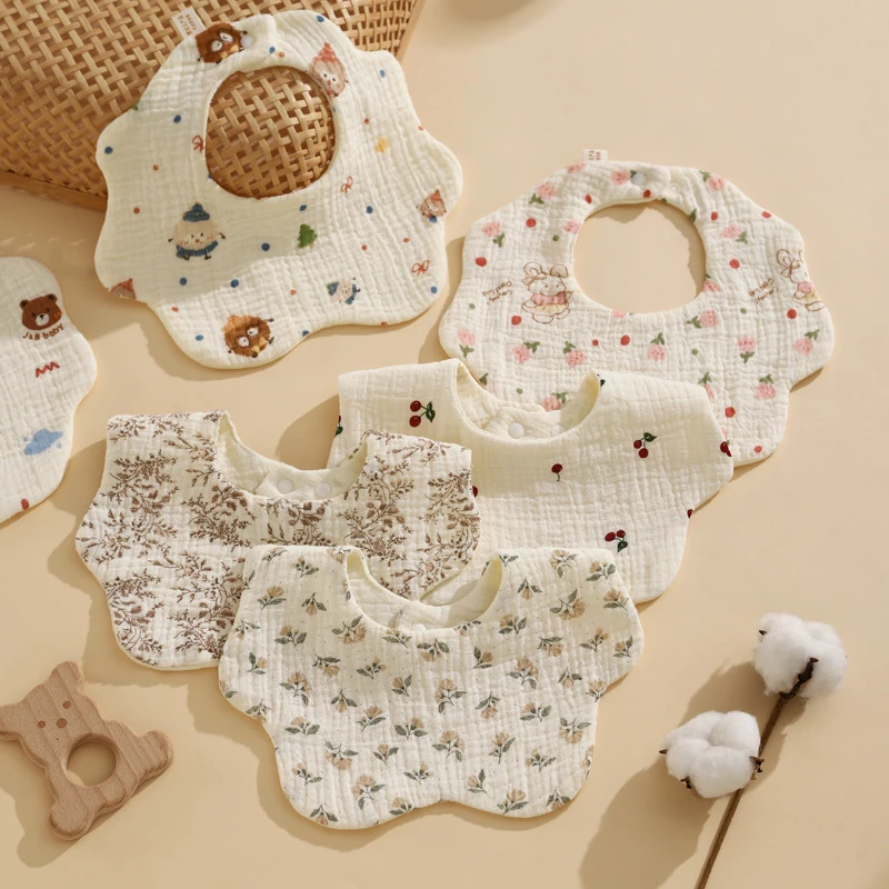 Saliva Towel Baby Six-Layer Gauze Bib Newborn Saliva Bib Kidsren's Scarf Baby Neck Petal Bib